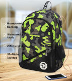 Three Colors Nylon Backpack Students Pack USB Charging Bag
