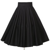 Latest Casual 60s Pinup Rockabilly Black MID-Length Skirts for Girls