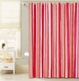 Red Vertical Stripe Design PEVA Shower Curtain for Bathroom