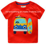 Red Short Sleeve T-Shirt Children Clothes with Cartoon in Summer