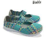 Casual Breathable Colorful Slip on Woven Sneakers Shoes for Ladies