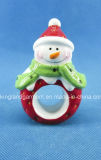 Quality Christmas Decoration Ceramic Snowman Green Napkin Rings