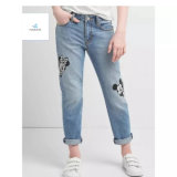 Fashion Straight Cotton Loose Girls' Denim Jeans with Embroidery by Fly Jeans