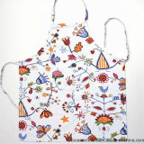 Custom Made Cotton Floral Printing Flower Pattern White Cooking Women's Bib Apron