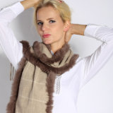 Fashion Cashmere Scarf with Fur for Women