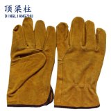 Golden Cheap Short Heat Resistant Anti Cutting Leather Safety Gloves