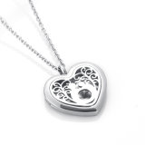 Mother Child Forever Heart Stainless Steel Essential Oil Diffuser Necklace with Solid Back