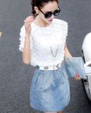 Fashion Korean Style Sweet Slim Fit Chiffon-Denim Dress