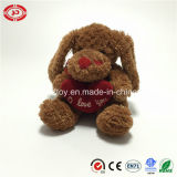Valentines Plush Cute Brown Dog Soft Stuffed Toy with Heart