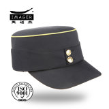 Dark Green Military Cap with Metal Buttons