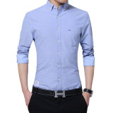 Men's Solid Color Long Sleeve Shirts Casual Slim Fit Shirt Cotton Shirt