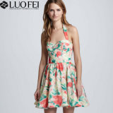 off Shoulder Detachable Strap Bustier Print Sexy Dress for Lady