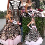 Colorful Quinceanera Ball Gown Strapless Camo Wedding Dress W926
