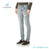 Fashion Destroyed Purple Denim Jeans with Patched Hole for Men by Fly Jeans