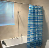 Blue Striped PEVA Waterproof Shower Curtain for Bathroom