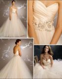 Champagne Tulle Bridal Ball Gown Flowers Ribbon Wedding Dress W1471946