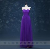 D1177 A-Line Chiffon Evening Dresses with Mesh Tulle Bridesmaid Gown