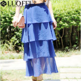 Elegant Lady Spring Summer Long Tiered Skirt with Ruffles