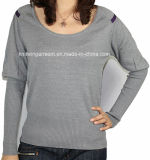 Women Fashion Sales V Neck Long Sleeve Sweater Clothing (12AW-152)