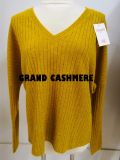 100%Cashmere Dots Yarn V Neck Sweater