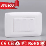 SABS Approva Triple Gang Electrical Wall Switch with Button