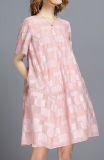 Summer Jacquard Pink Color Fashion Oversize Women Dress