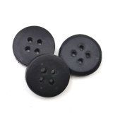 Small Black Leather Covered 4 Holes Shirt Buttons