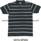 Quality Cotton Lycra Jersey Striped Man's Polo Shirt