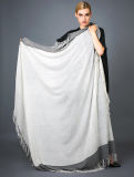 X-Large Water Soluble Cashmere Blanket; Semi-Worsted Yarn Dye Square Shawl, Over Sized Alashan Cashmere Blanket