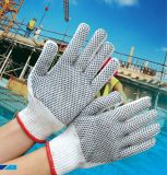 Bleach White Cotton Kintted Working Gloves Coated with PVC Dots