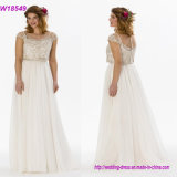 Quality Work Pretty A-Line Shape Cap Sleeves Applique Lace Sequins Wedding Dress