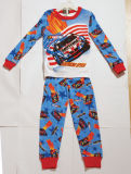 100% Cotton Children's Pajama with Allover Print and Screen Print