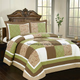 100% Polyester Micro Suede 6PCS Queen/King Size Embroidery Bedding Set