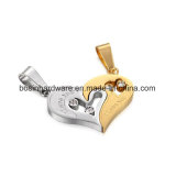 Couple Lover Stainless Steel Heart Pendant with Crystal
