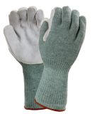 Long Cuff Leather Palm Anti-Cut Abrasion Resistant Work Gloves