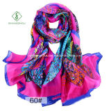 Hot Sell Lady Fashion 100% Silk Scarf with Flower Printed