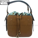 Custom Leather Ladies Fashion Handbags with Jeans Fabric Inner