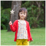 Phoebee Red Wool Girls Knitted Cardigan for Spring/Autumn