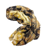 100% Silk Chiffon Printed Crinkle Shawl (AFS1000067)
