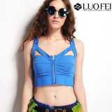 Lady Cotton Strap Top with Zipper and Hem Elastic