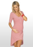 DIP Hem Striped Maternity/ Nursing Dress