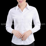 Cheap Plain White Button up Collar Shirts for Ladies (ELTWDJ-99)