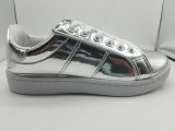 Newest Shiny PU Girl Shoes with Silver Color