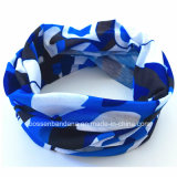 Factory OEM Produce Customized Logo Print Camouflage Blue Polyester Tubular Scarf
