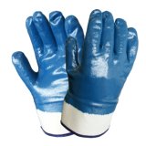Cotton Knitted Anti-Abrasion Work Gloves with Full Nitrile Coating