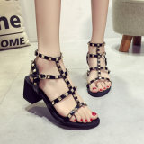 Summer Casual Style Women Sandals PU Leather Flats Rivet Slippers Fashion Woman Shoes