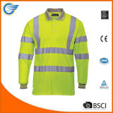 Men High Visibility Long Sleeves Workwear Polo T Shirts