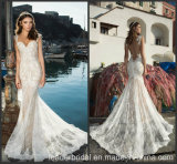 Cap Sleeves Wedding Dress Lace Mermaid Beach Bridal Gown A1625