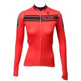 Wolf Motif Women's Long Sleeve Shirt Cycling Jerseys Red with Pockets