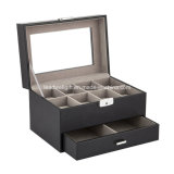 8 Slot Leather Watch Box with Cufflink Holder Storage Case